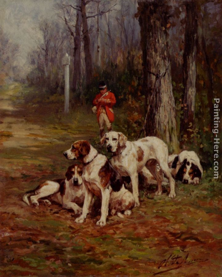 Charles Olivier De Penne Hunting Dogs At Rest